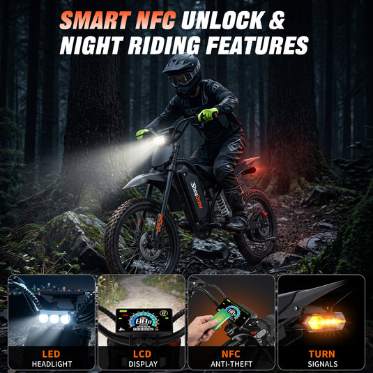 QF200Pro Electric Dirt Bike, 4700W, 60V 32Ah, 50 MPH Off-Road，Removable Battery，City Riding &  Cross-country Cycling